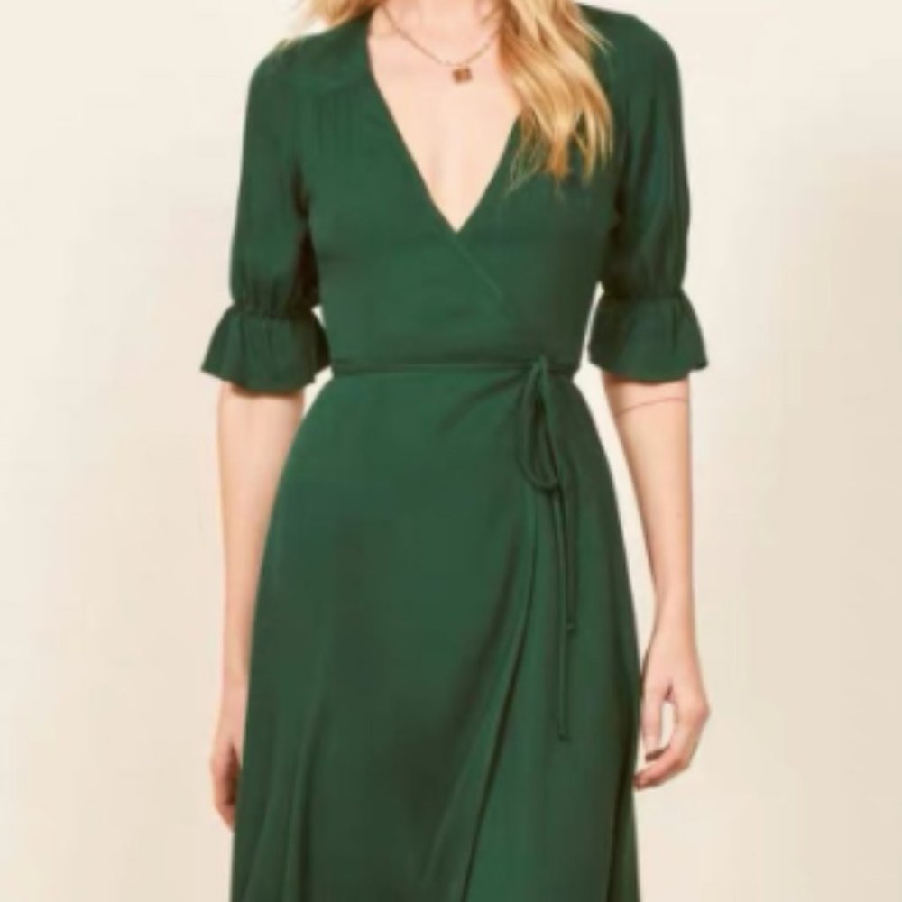 Reformation V-Neck Wrap Dress Midi Dress - Picture 2 of 7